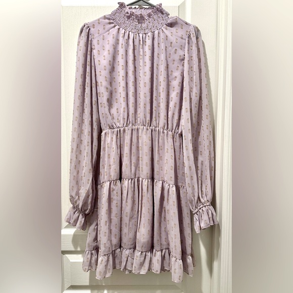 Tuckernut | o.p.t.. Lluvia Lilac Mini Skater Dress In Metallic Polka Dot. CL3 - Picture 3 of 8